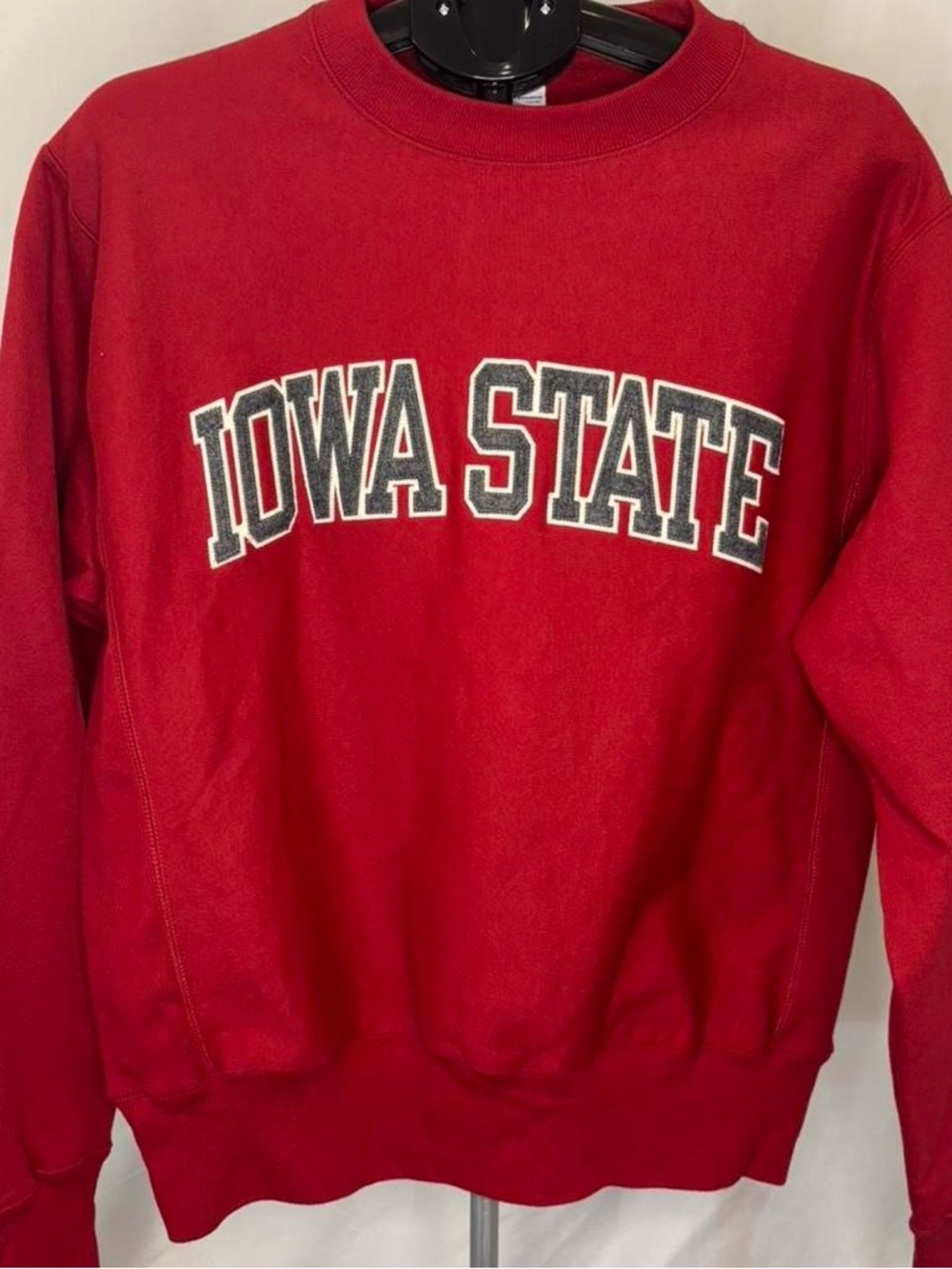 Champion Red Iowa State Crewneck Sweatshirt with White-Outlined Lettering